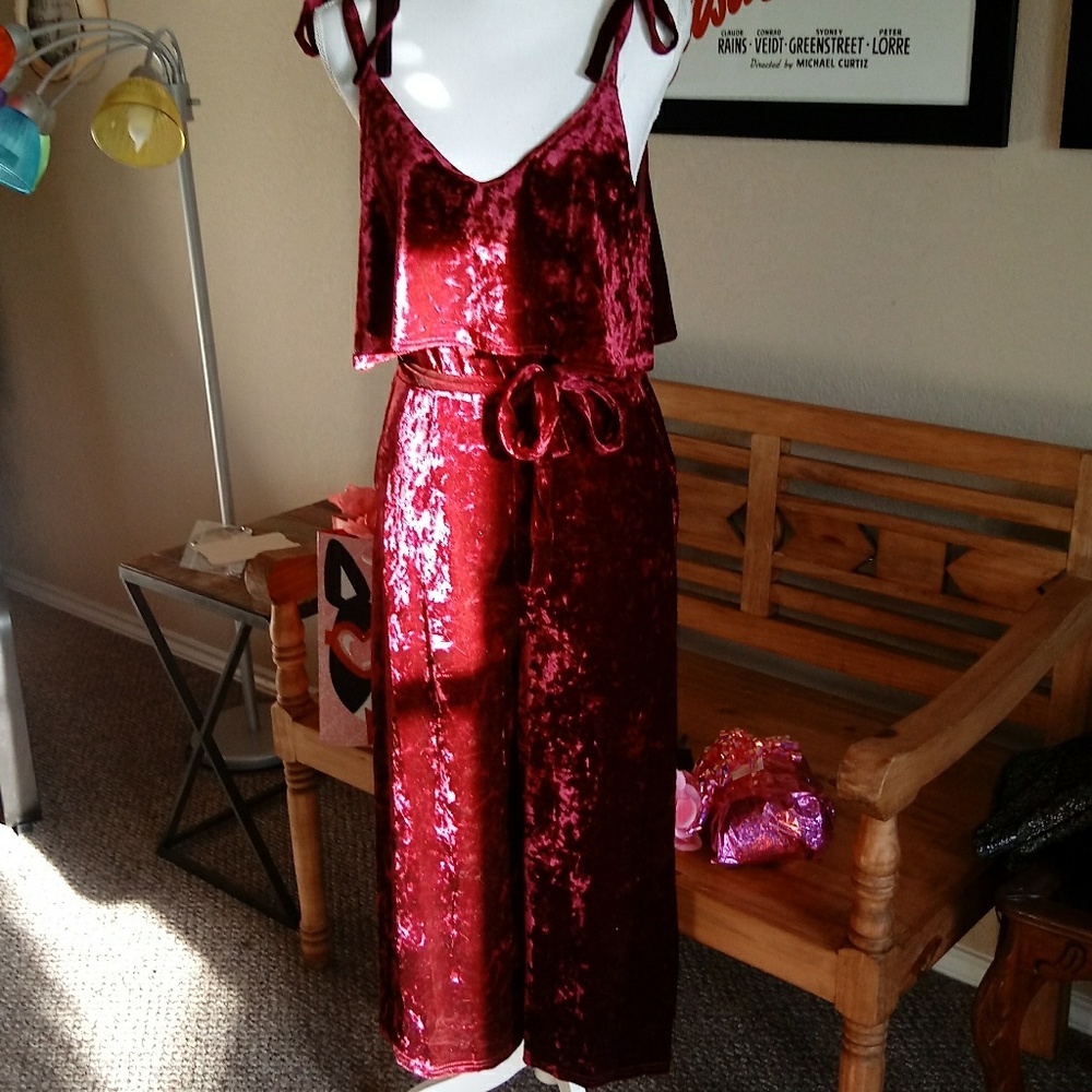 ⭐HP⭐last one Small Romantic Wine Velvet Culotte - Picture 7 of 8